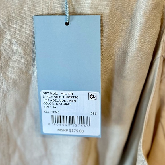 Not for sale- ANTONIO MELANI Size 14 Linen Natural Sleeveless Jumpsuit Wide Leg - Picture 9 of 11